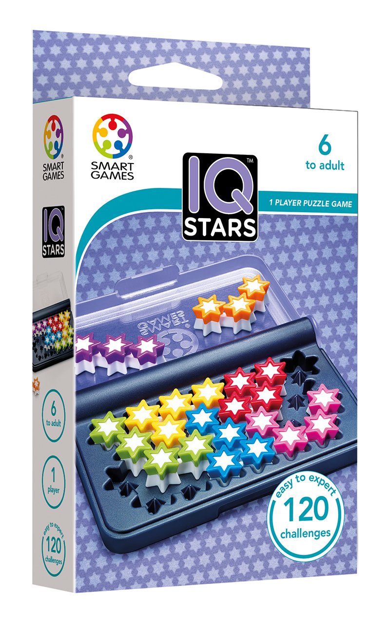 SmartGames IQ Stars – Compact Travel Puzzle Game with 120 Challenges | Solo Logic Brain-Teaser for Kids & Adults