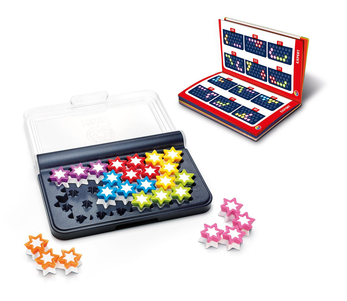 SmartGames IQ Stars – Compact Travel Puzzle Game with 120 Challenges | Solo Logic Brain-Teaser for Kids & Adults
