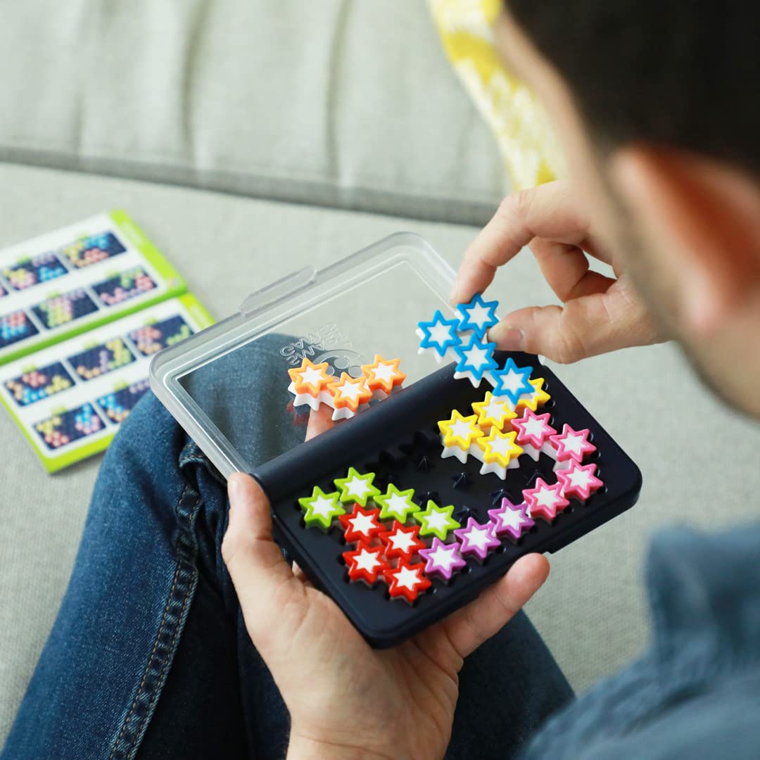 SmartGames IQ Stars – Compact Travel Puzzle Game with 120 Challenges | Solo Logic Brain-Teaser for Kids & Adults