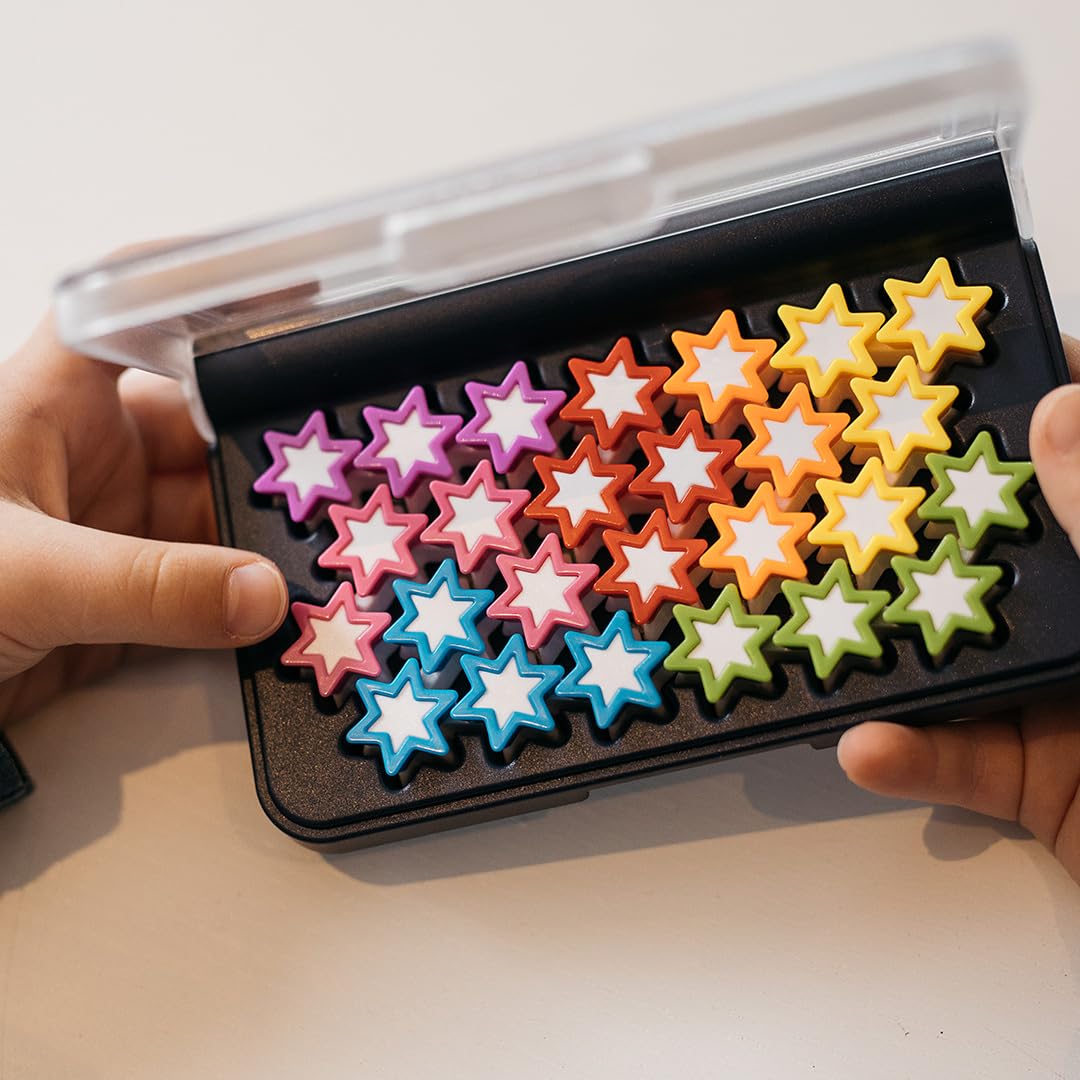 SmartGames IQ Stars – Compact Travel Puzzle Game with 120 Challenges | Solo Logic Brain-Teaser for Kids & Adults