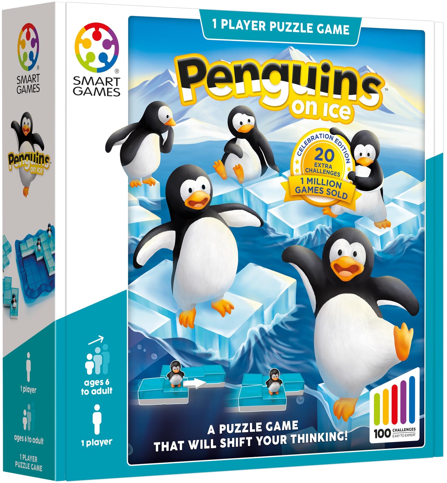 SmartGames Penguins on Ice – Sliding Pentomino Logic Puzzle for Ages 6+ (100 Challenges)