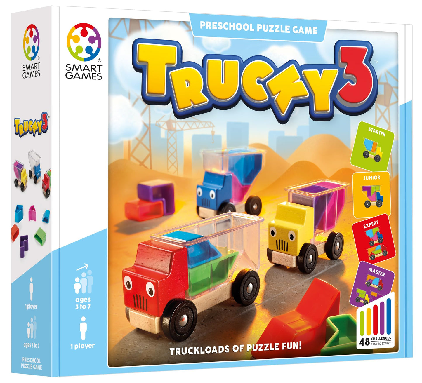 SmartGames Trucky 3: Wooden Puzzle with 48 Challenges (Ages 3+)
