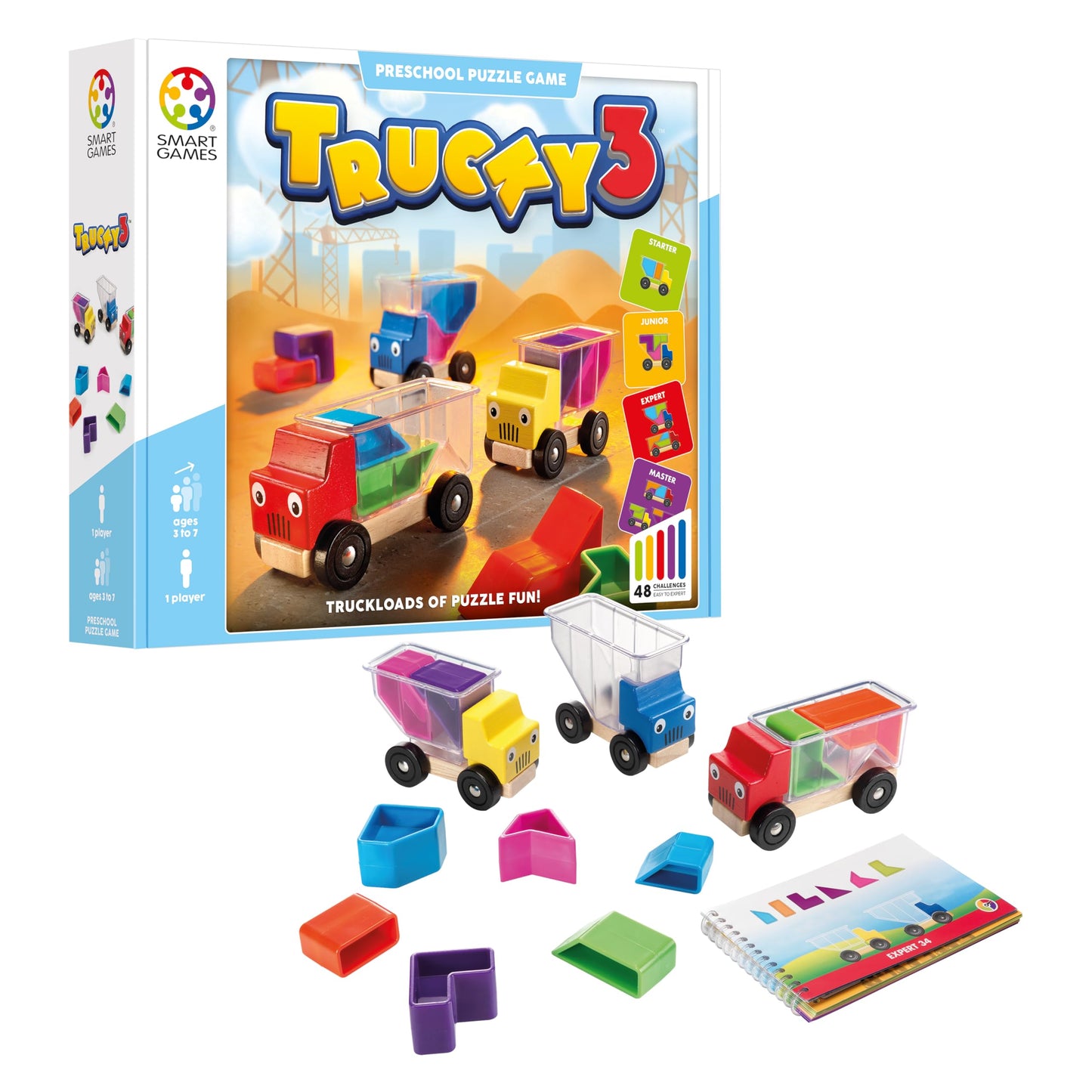 SmartGames Trucky 3: Wooden Puzzle with 48 Challenges (Ages 3+)