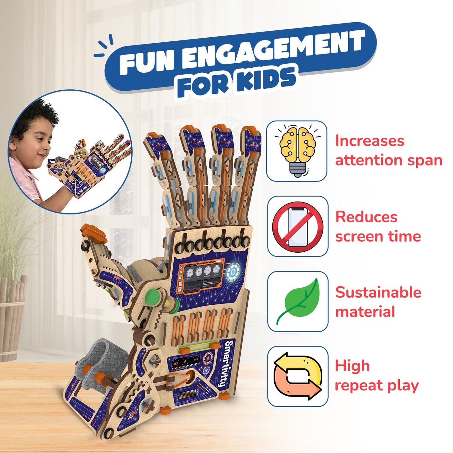 Smartivity DIY Robotic Mechanical Hand – STEM Toy for Ages 8–14 | Award-Winning Engineering Kit
