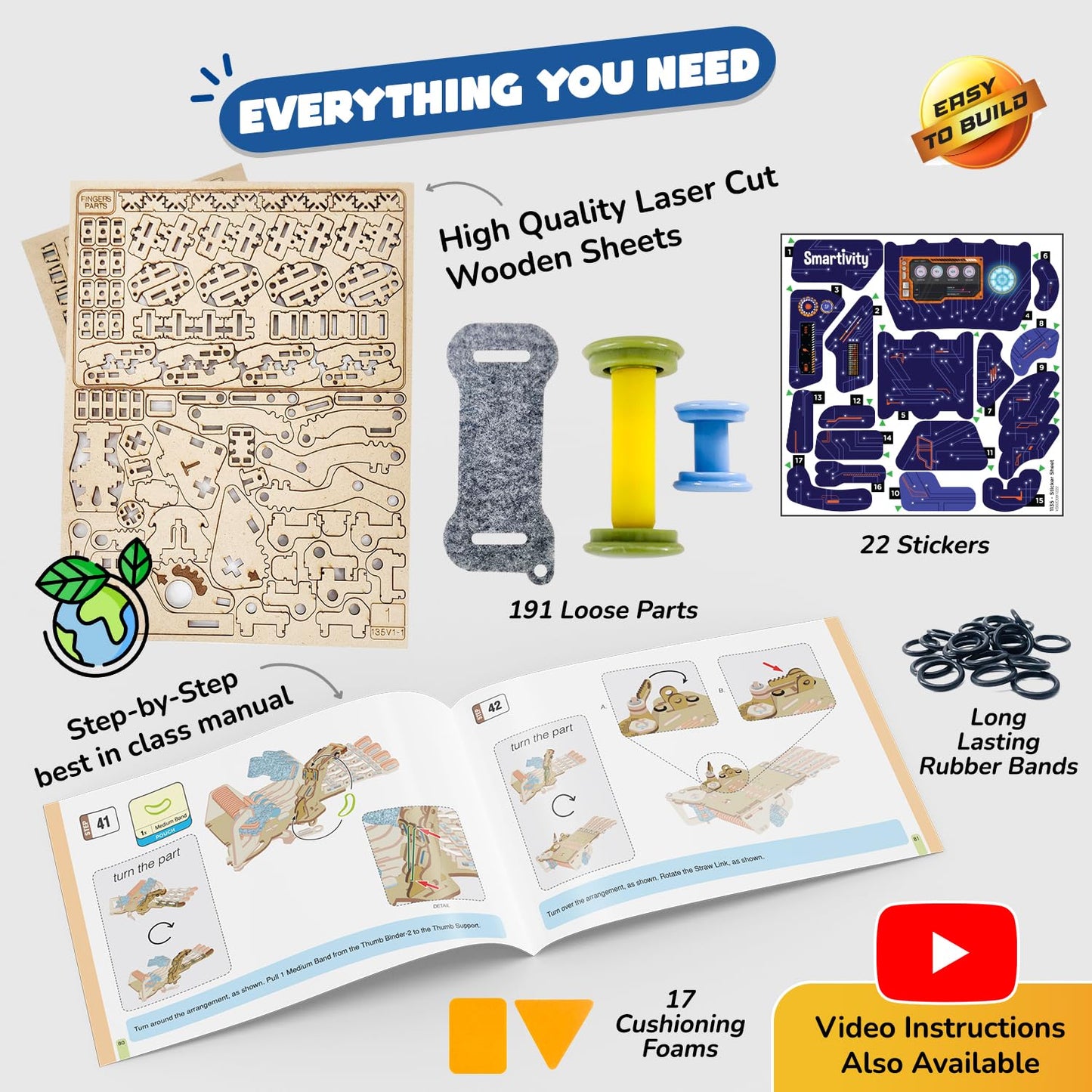 Smartivity DIY Robotic Mechanical Hand – STEM Toy for Ages 8–14 | Award-Winning Engineering Kit