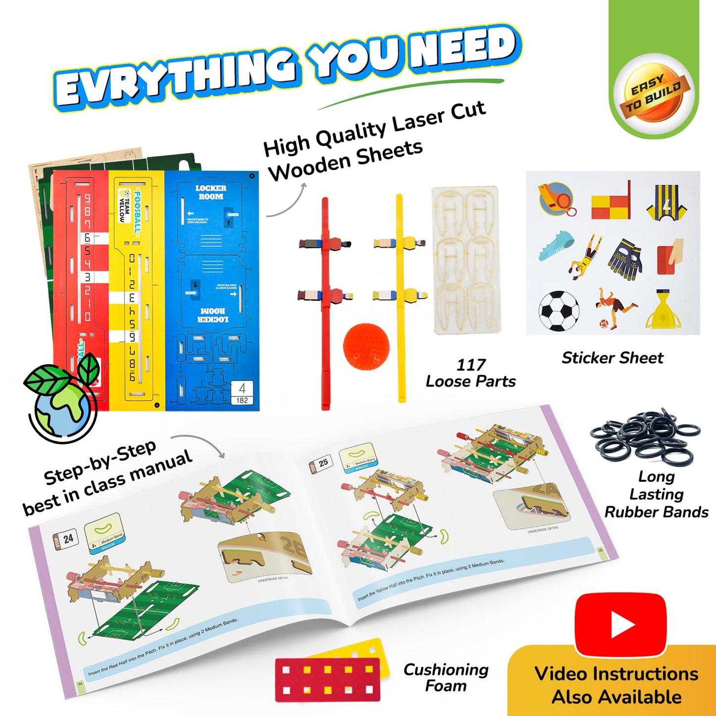 Smartivity Foosball Table – DIY STEM Indoor Soccer Game for Kids 6-14 | Educational Toy Gift