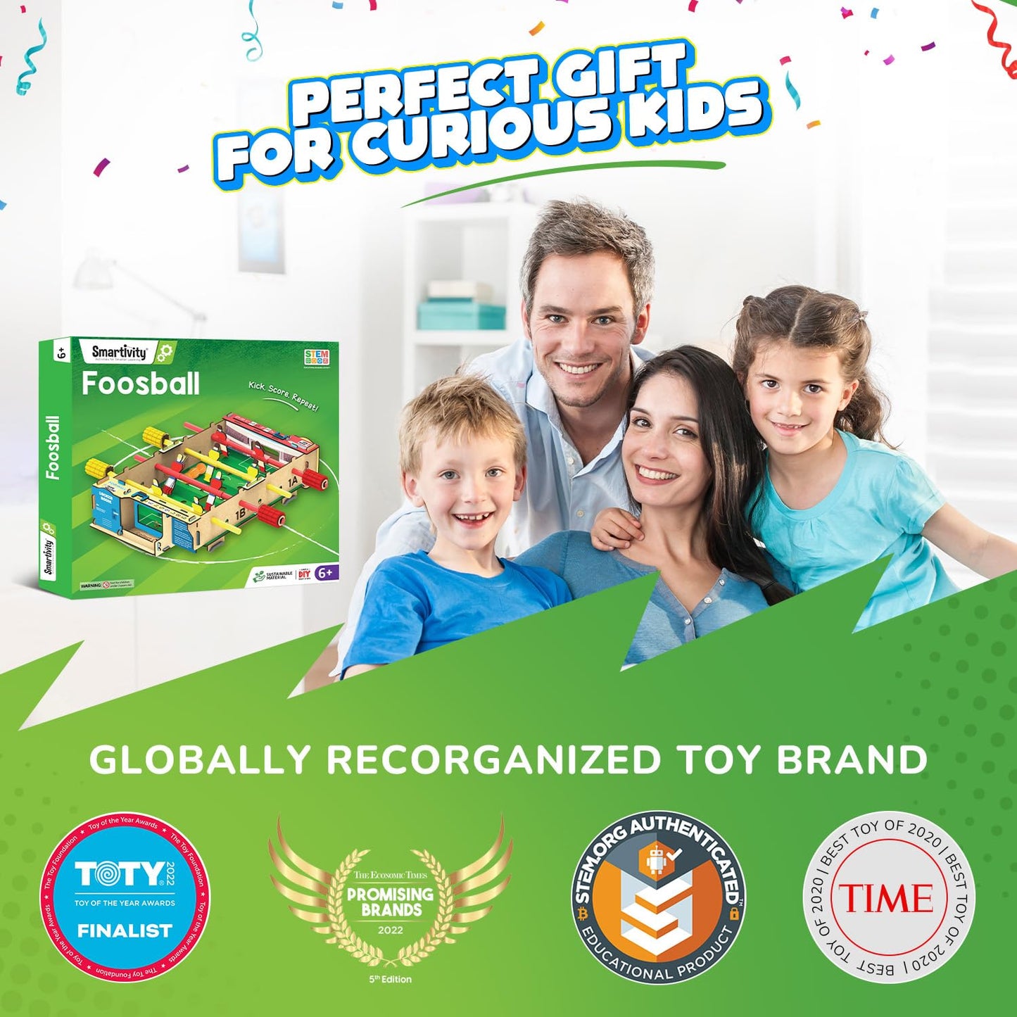 Smartivity Foosball Table – DIY STEM Indoor Soccer Game for Kids 6-14 | Educational Toy Gift
