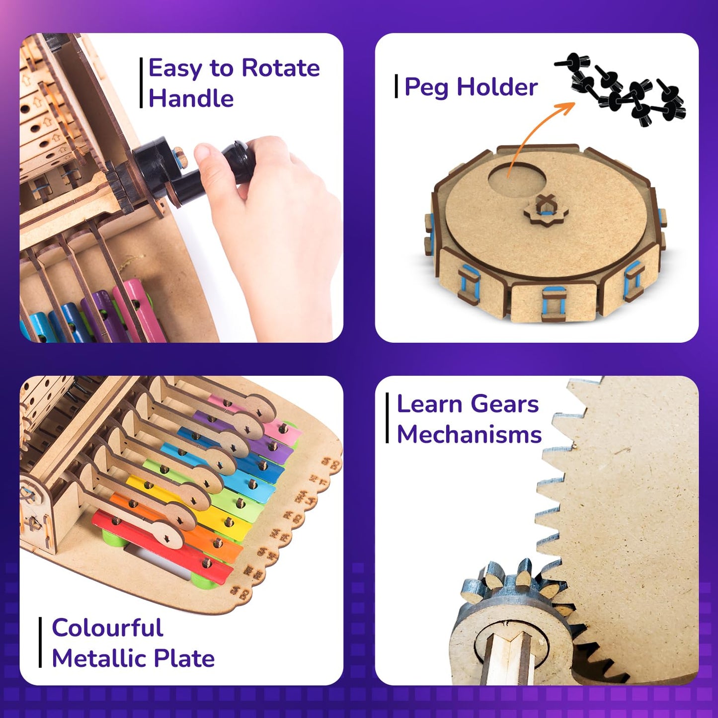 Smartivity Mechanical Xylophone Music Machine – DIY STEM Toy for Kids 8-14 | Wooden Engineering Gift