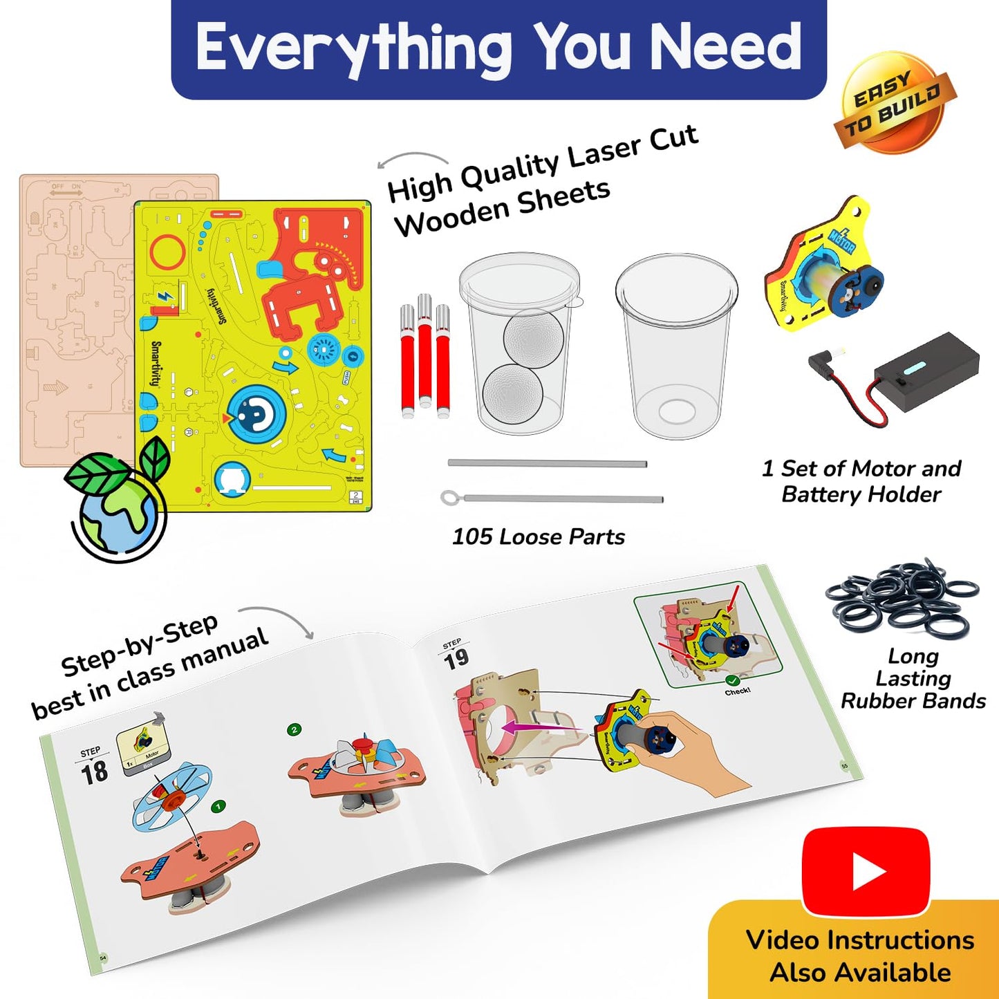 Smartivity 10-in-1 Motor Powered STEM Kit for Kids | 6-14 Years | 10+ Projects