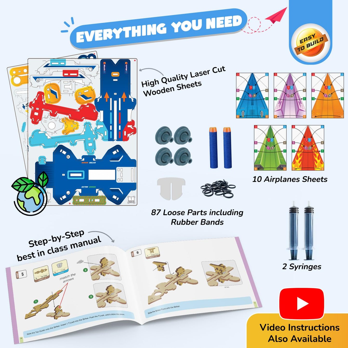 Smartivity DIY 2in1 Hydraulic Paper Airplanes & Darts Launcher — STEM Toy for Kids Ages 6–14