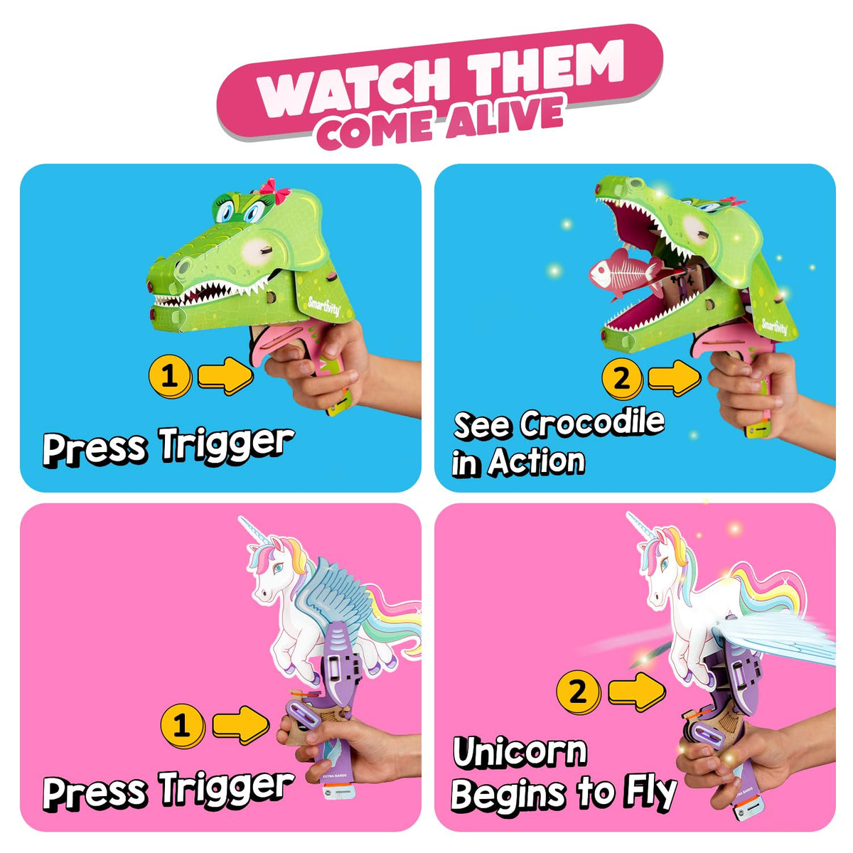 Smartivity Mech Miracles Unicorn & Crocodile DIY Craft Kit for Kids 6–12 | STEM Gift