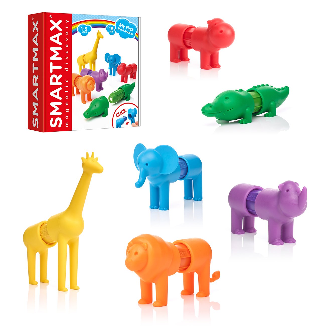 SmartMax My First Safari Animals – STEM Magnetic Discovery Building Set for Ages 1-5