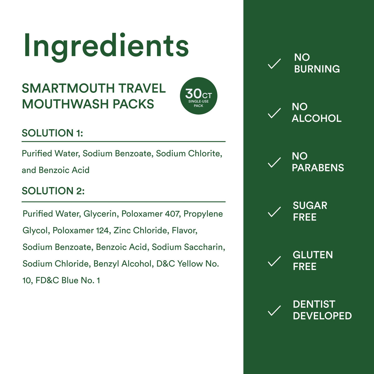 SmartMouth Original Activated Mouthwash - Single Packs, Travel Size, Fresh Mint, 30 Pack