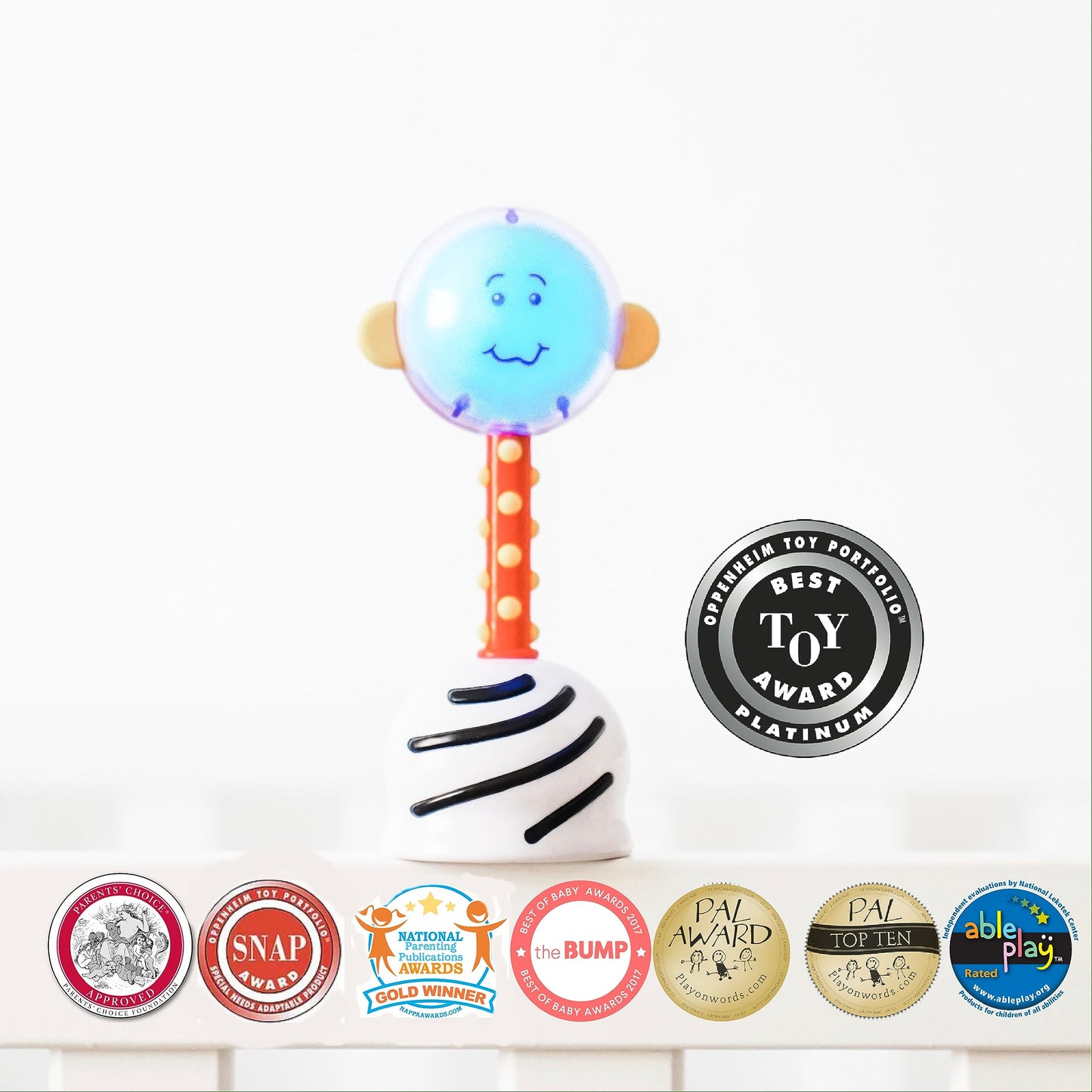 SmartNoggin NogginStik Light-up Rattle – Color-Changing, Textured Baby Toy (0-12M)