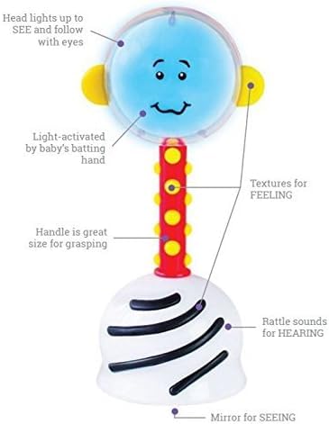SmartNoggin NogginStik Light-up Rattle – Color-Changing, Textured Baby Toy (0-12M)