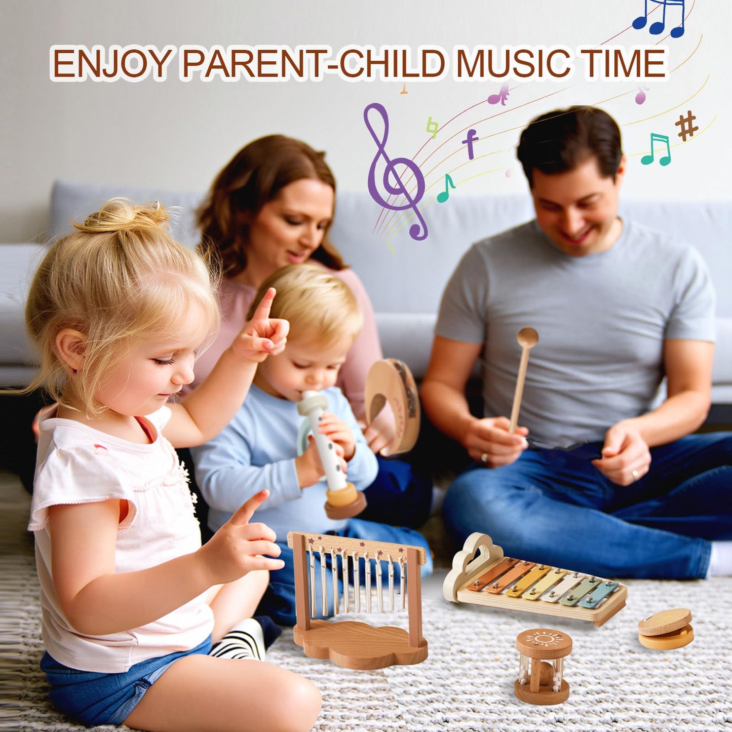 Smartwo Baby Montessori Musical Instruments – Wooden Xylophone & Percussion Toys for Toddlers 18+ Months