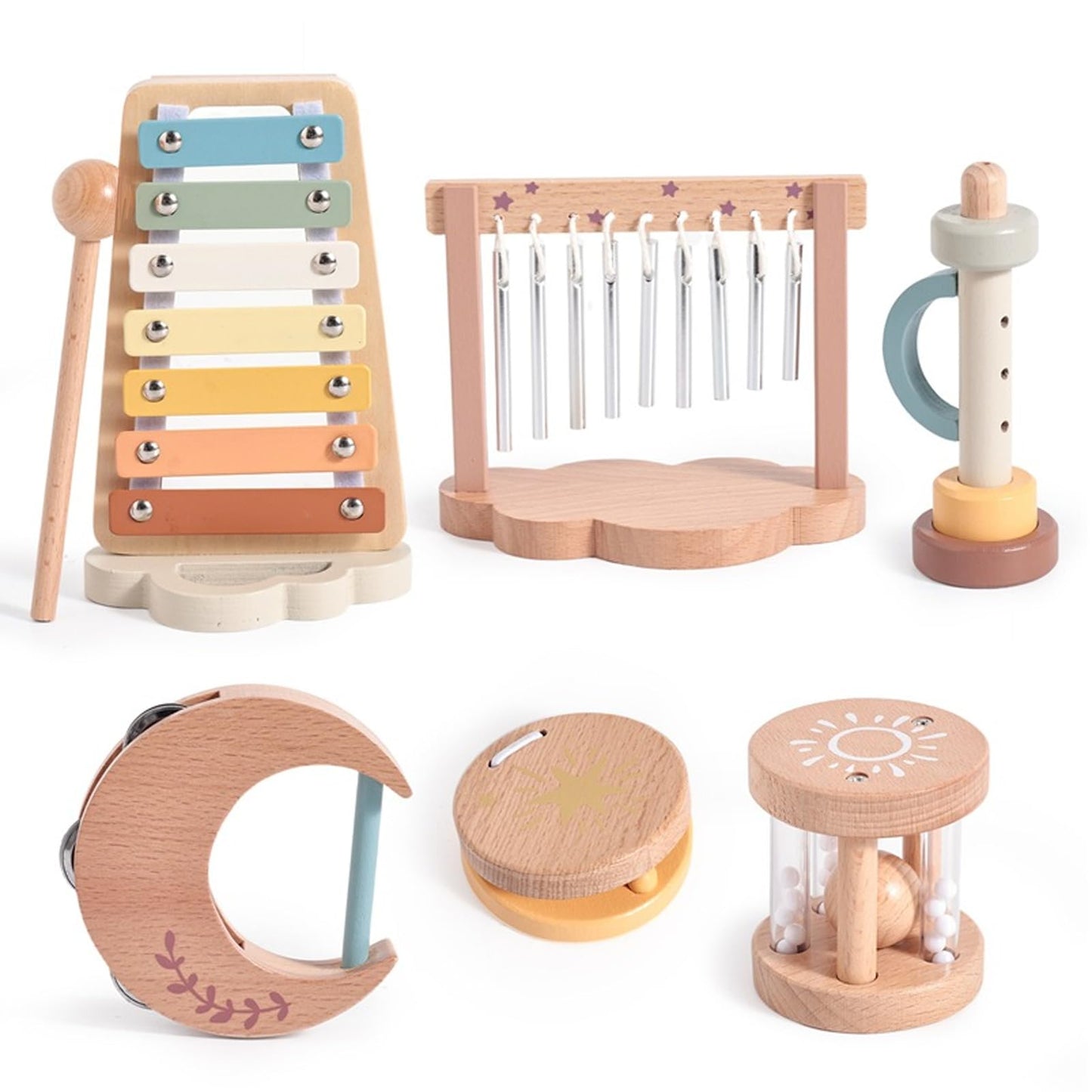 Smartwo Baby Montessori Musical Instruments – Wooden Xylophone & Percussion Toys for Toddlers 18+ Months