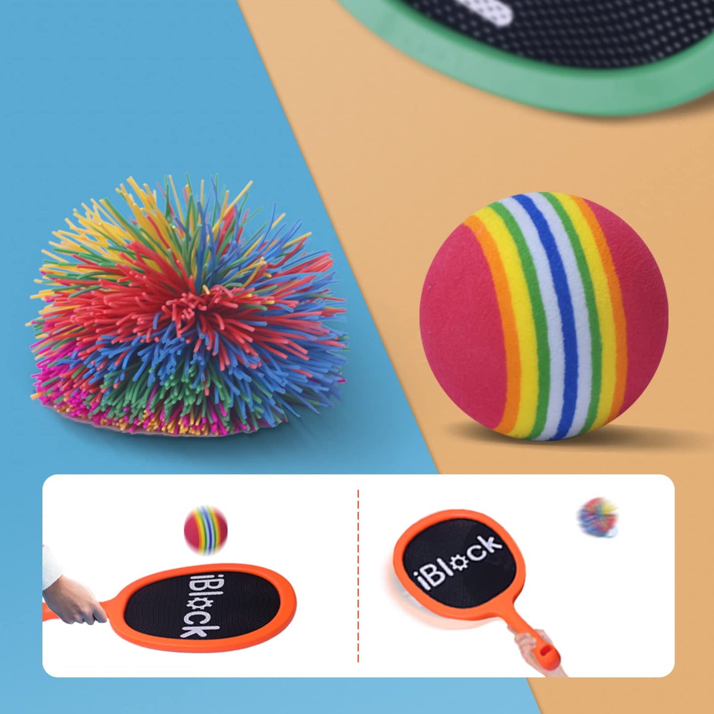 Smartwo Portable Paddles & Bouncy Balls Set – Indoor Outdoor Family Fun