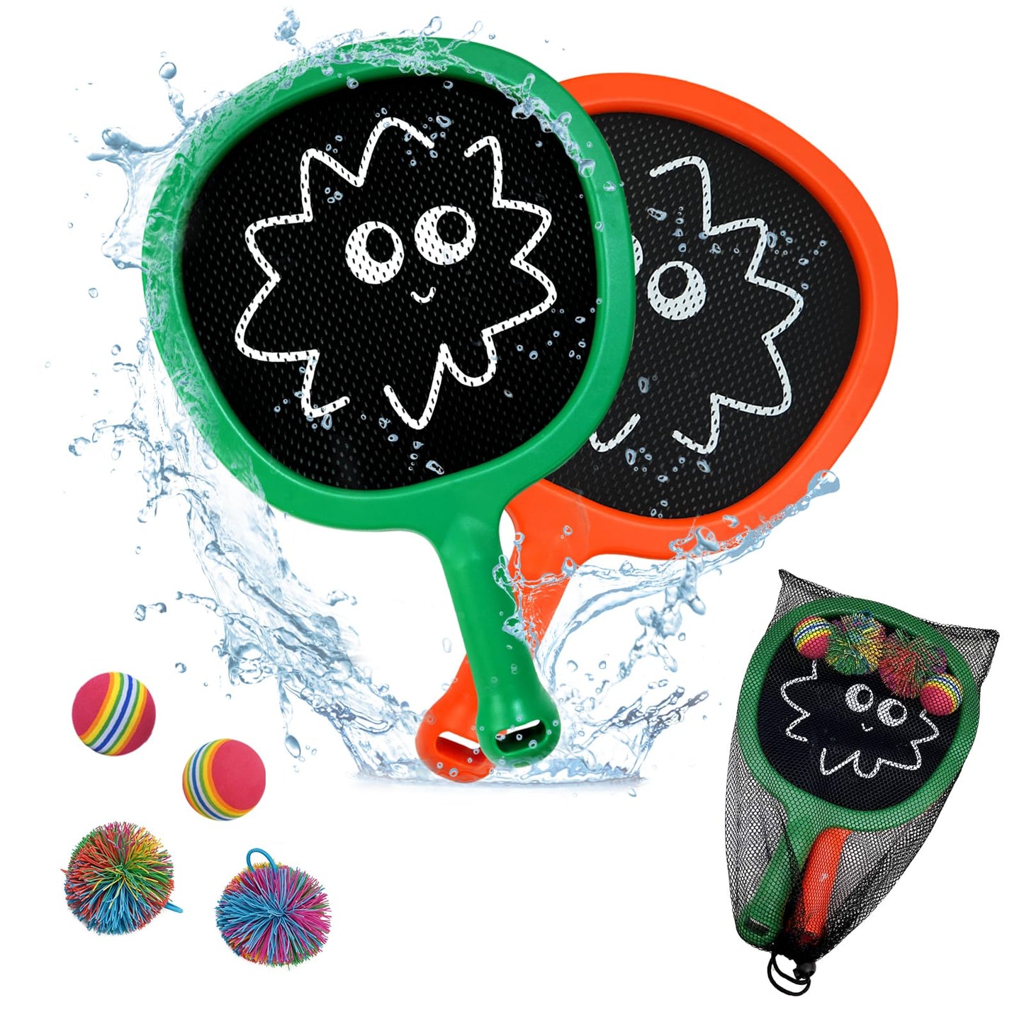 Smartwo Portable Paddles & Bouncy Balls Set – Indoor Outdoor Family Fun, Beginner Friendly