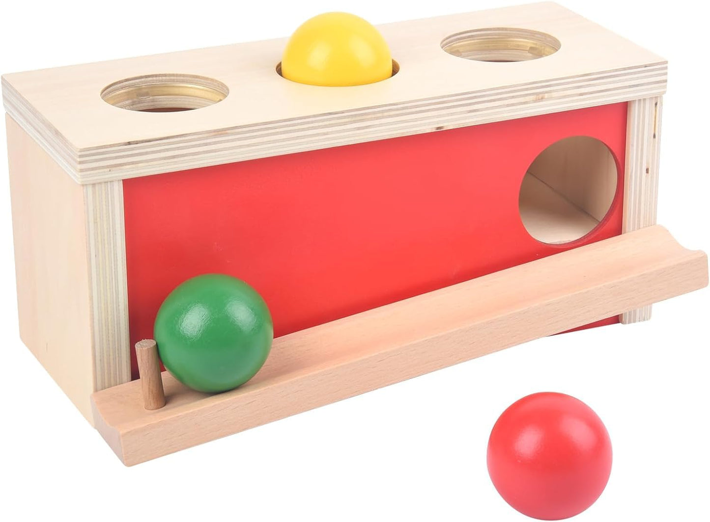 Smartwo Montessori Object Permanence Box – Wooden Ball Drop Toy