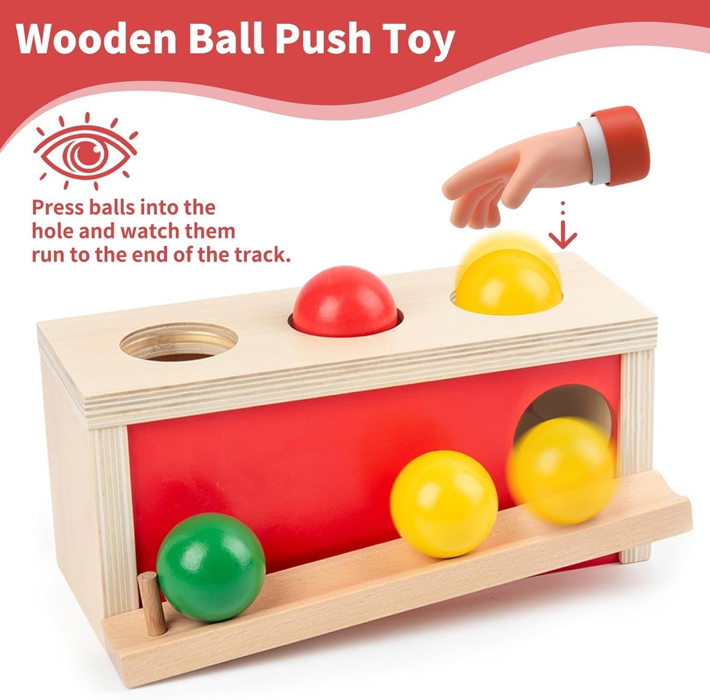Smartwo Montessori Object Permanence Box – Wooden Ball Drop Toy
