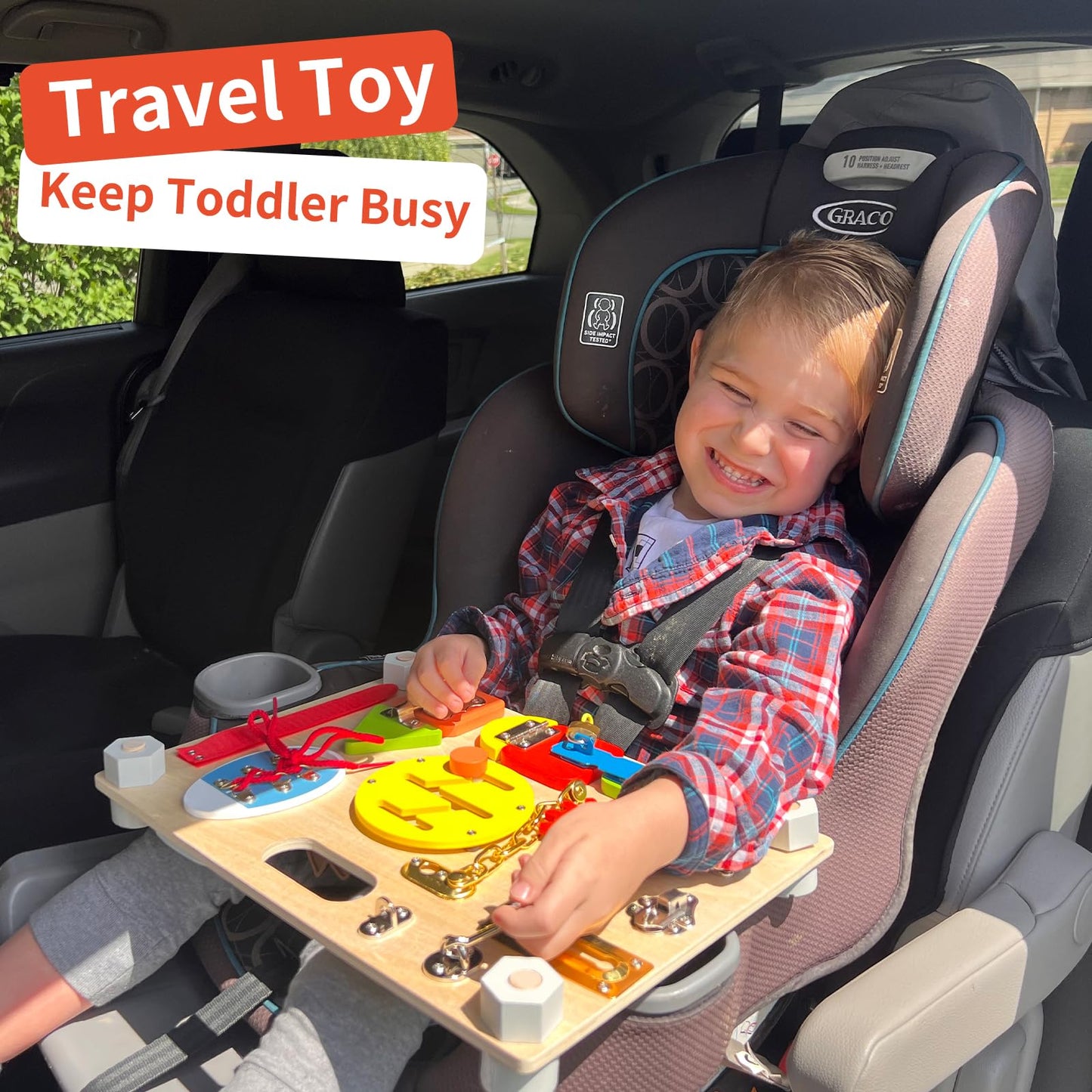 Smartwo Double-Sided Montessori Busy Board for Toddlers 3-5