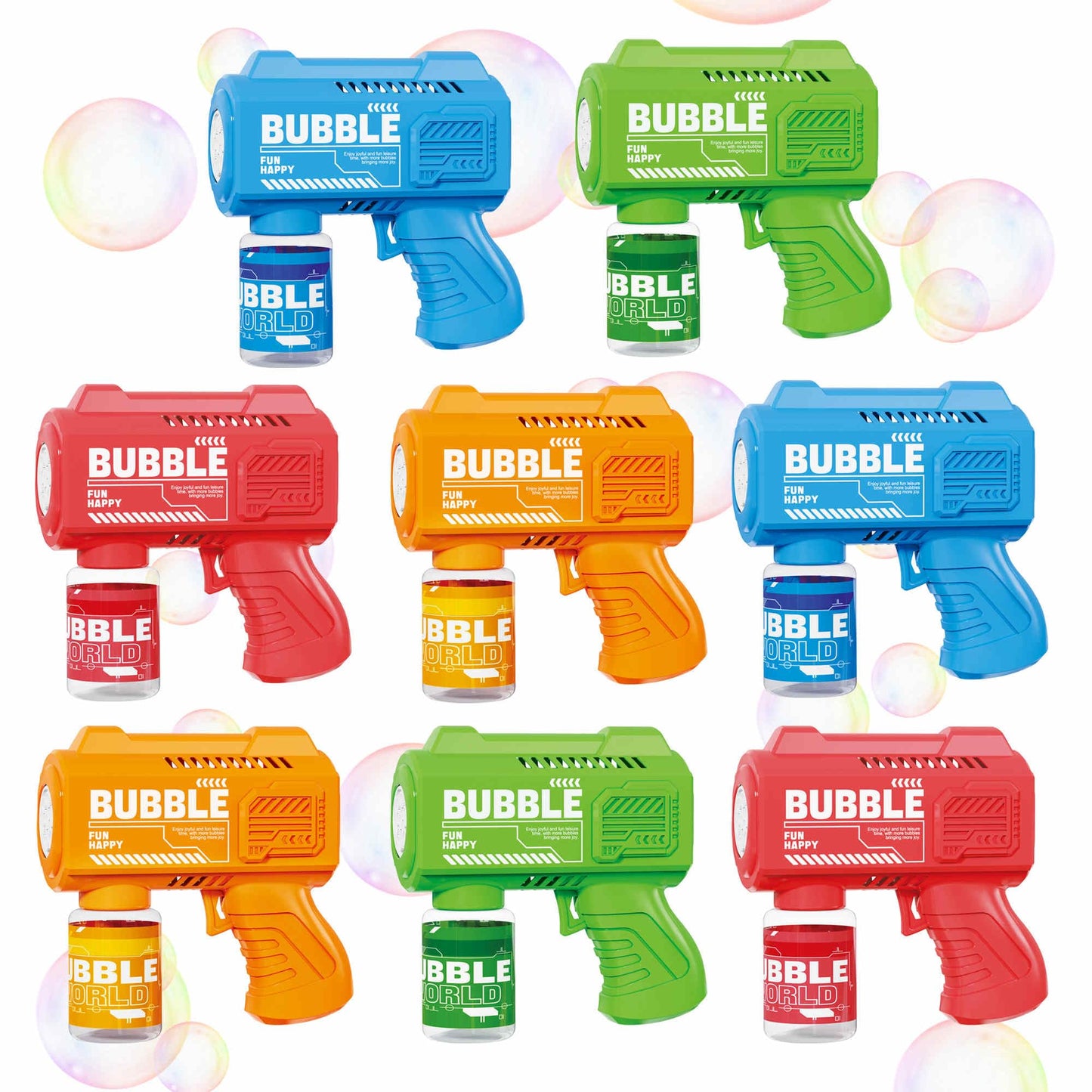 SmartYeen 8-Pack Bubble Gun Set – Outdoor Bubble Machines for Toddlers 1-8