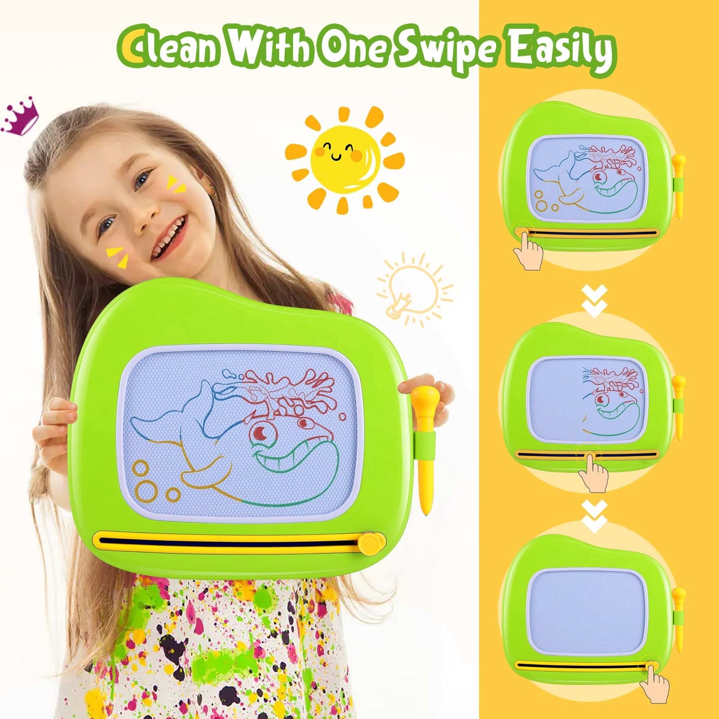 SMASIAGON Magnetic Doodle Board for Toddlers – Educational Drawing Pad Green