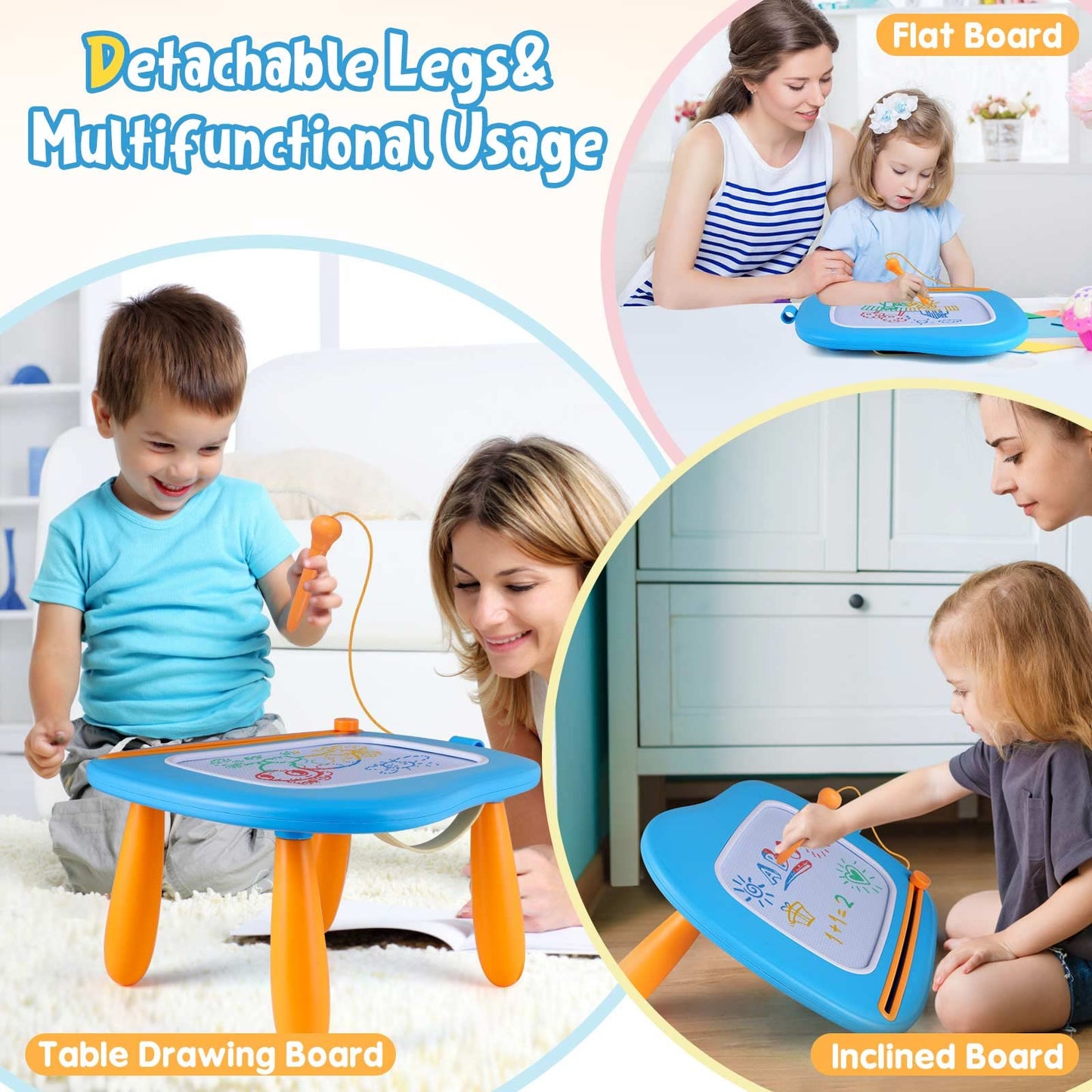 Smasiagon Magnetic Drawing Board for Kids – Toddler Toys for Ages 1-3 (Blue) – Educational, Mess-Free Learning