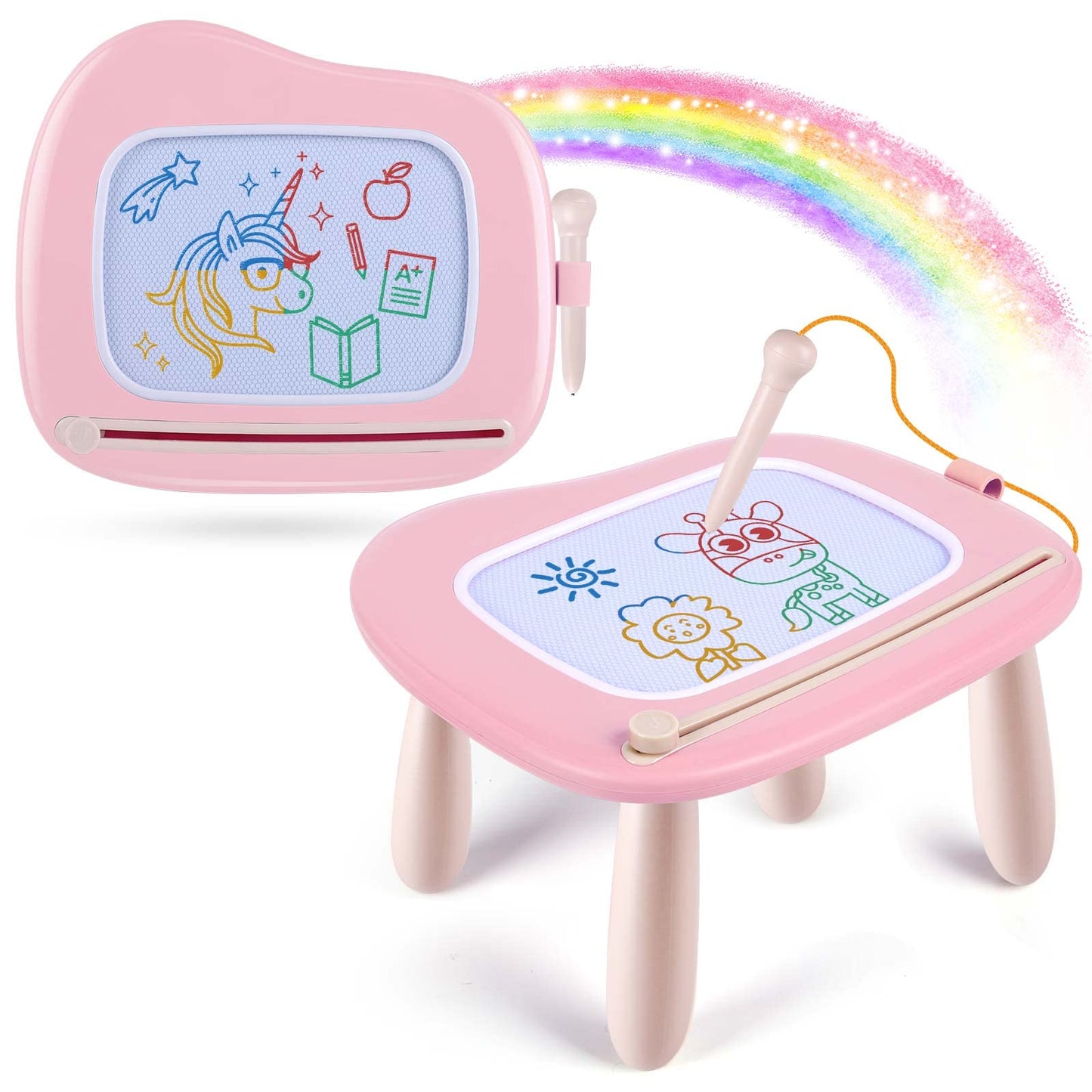 Smasiagon Magnetic Drawing Board for Kids – Portable Pink Doodle Pad for Toddlers