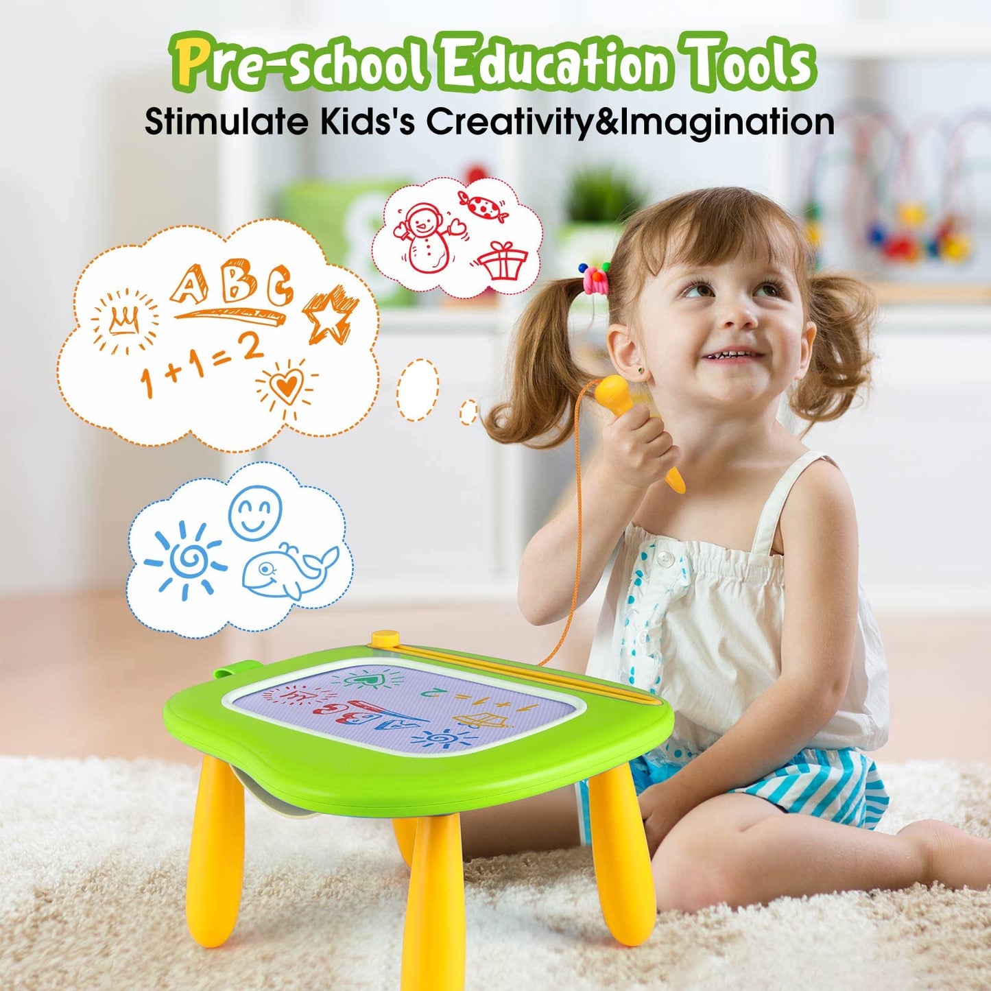 SMASIAGON Magnetic Doodle Board for Toddlers – Educational Drawing Pad Green