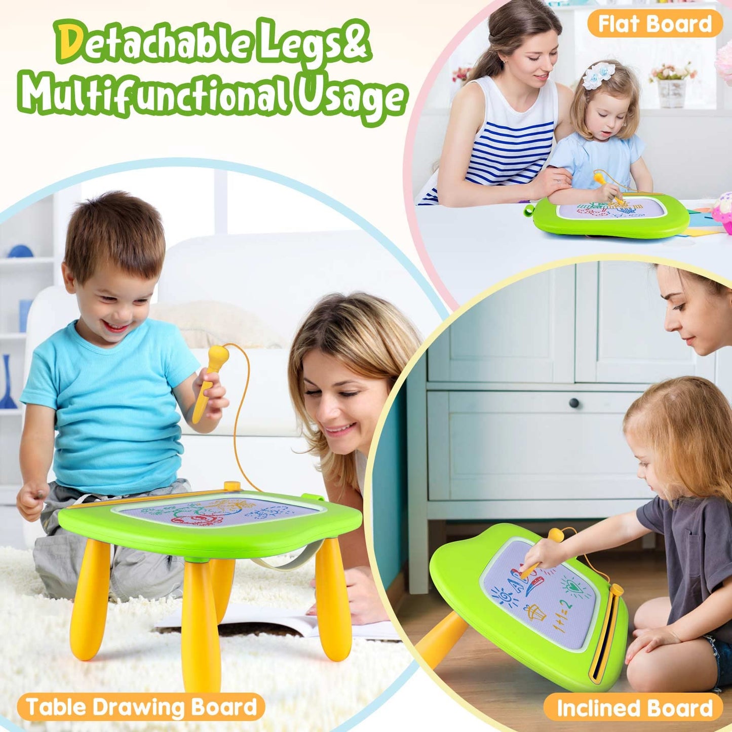 SMASIAGON Magnetic Doodle Board for Toddlers – Educational Drawing Pad Green