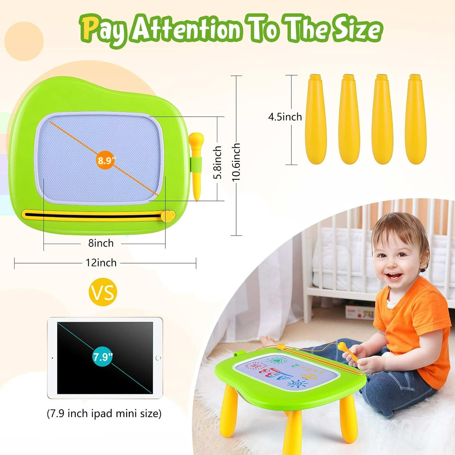 SMASIAGON Magnetic Doodle Board for Toddlers – Educational Drawing Pad Green