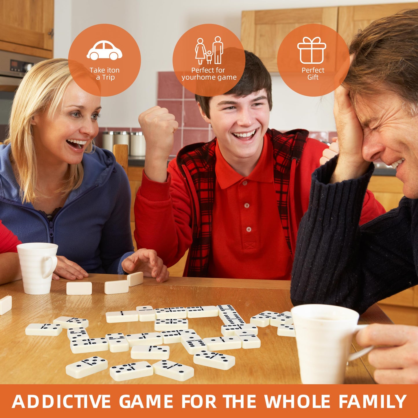 Smilejoy Dominoes Set for Adults – Jumbo Double Six, 28 Tiles in Deluxe Wood Box