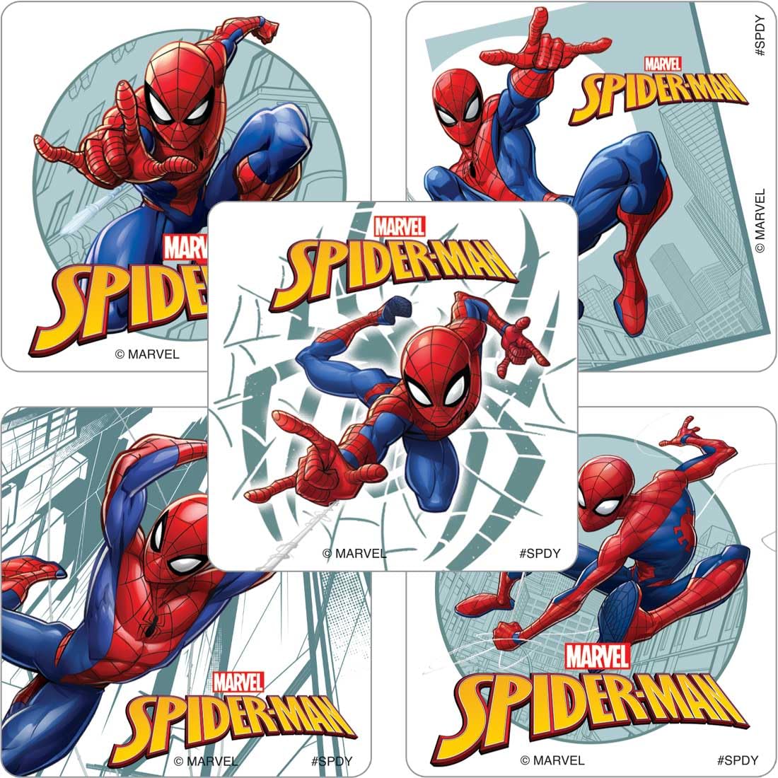 SmileMakers Ultimate Spiderman Stickers - 100 Pack, 5 Spider-Man Designs