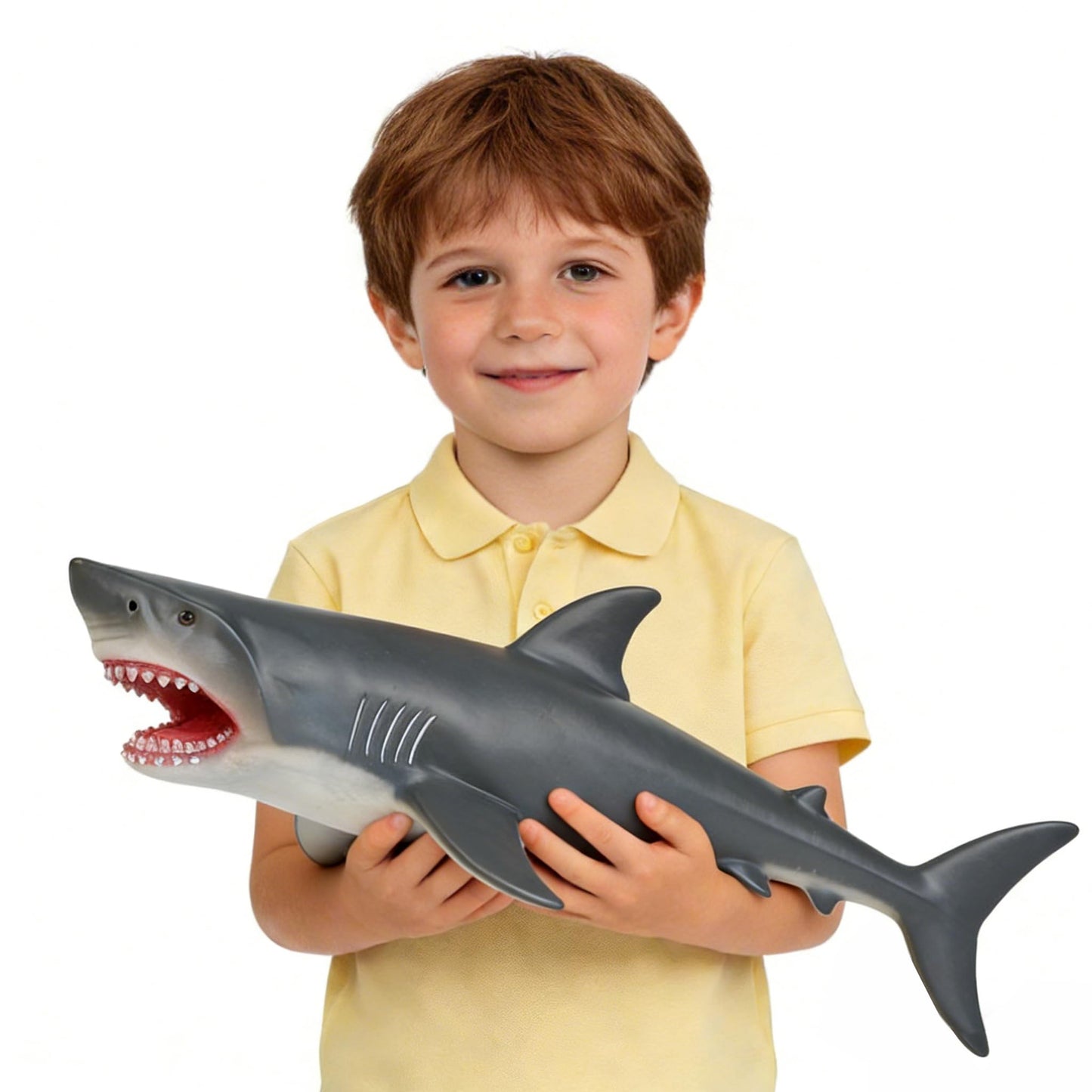 SmilerSmile 15-Inch Great White Shark Toy — Soft PVC Ocean Creature for Play, Learning, and Decor