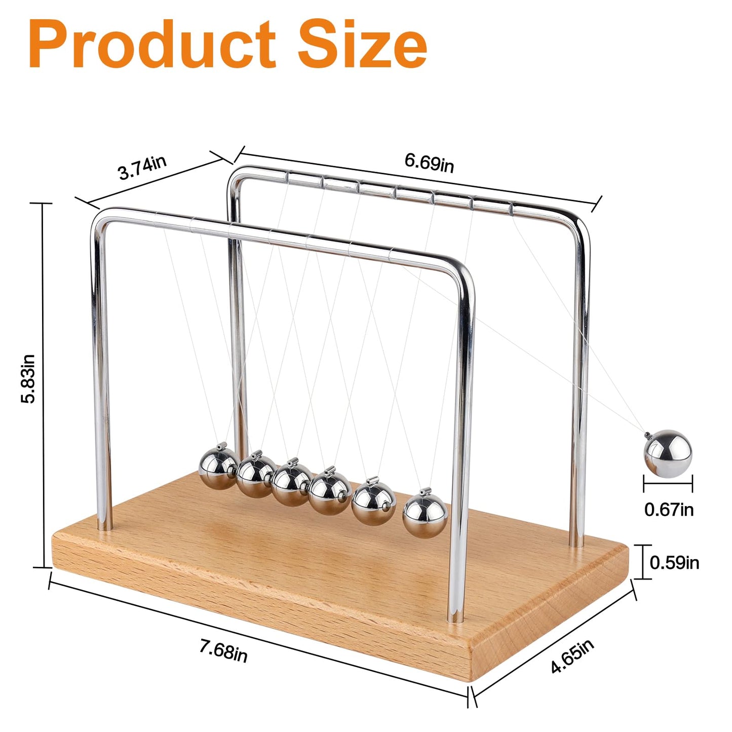 Smilesorg Newton's Cradle Balance Balls — Fascinating Physics Gadget (7 Beads)