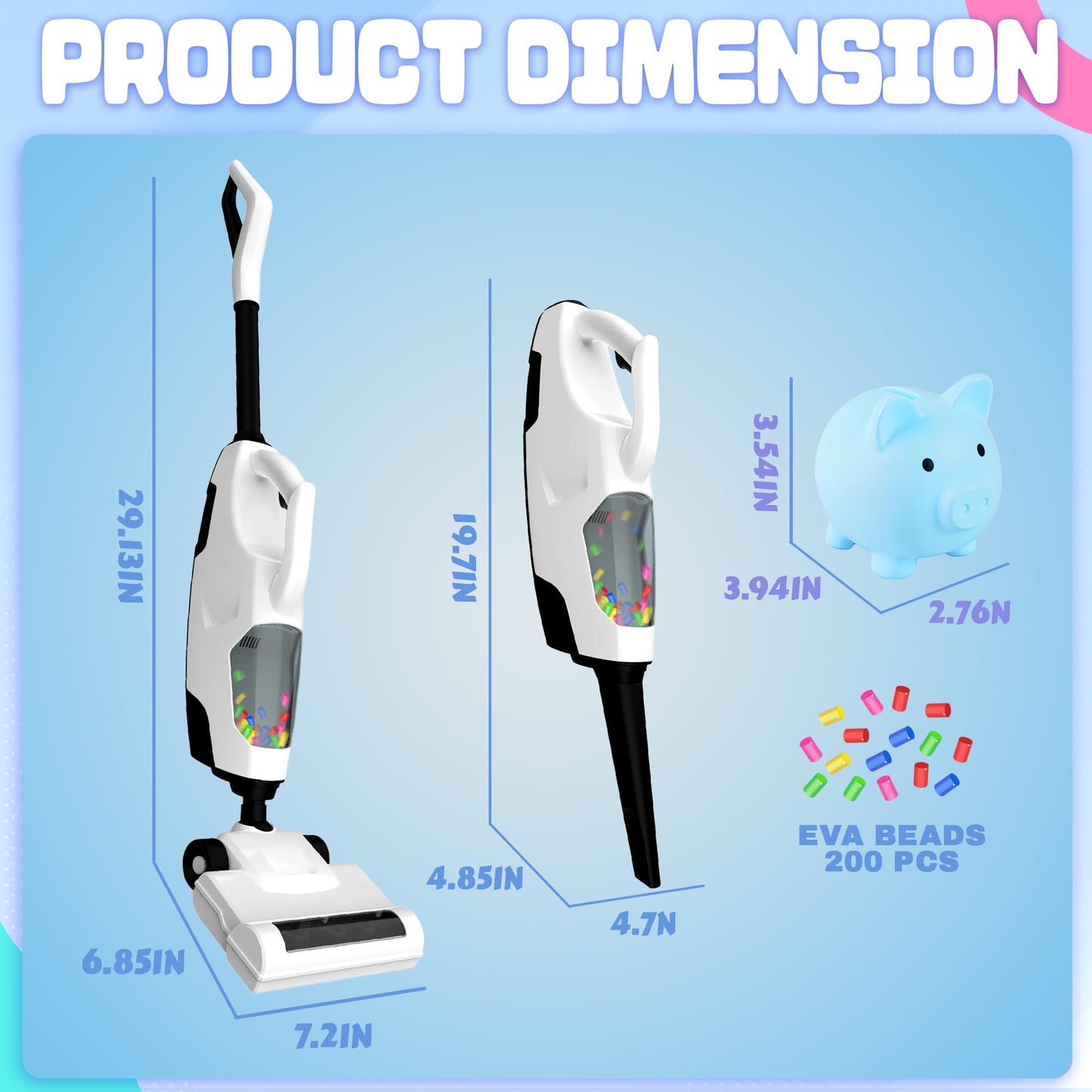 SMILESSKIDDO Kids Toy Vacuum & Piggy Bank Set – Real Working Vacuum & Save