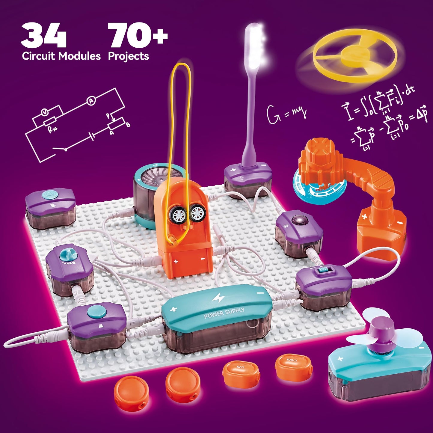 SMILESSKIDDO Circuit Board for Kids - 34-Pcs DIY Electronics Kit