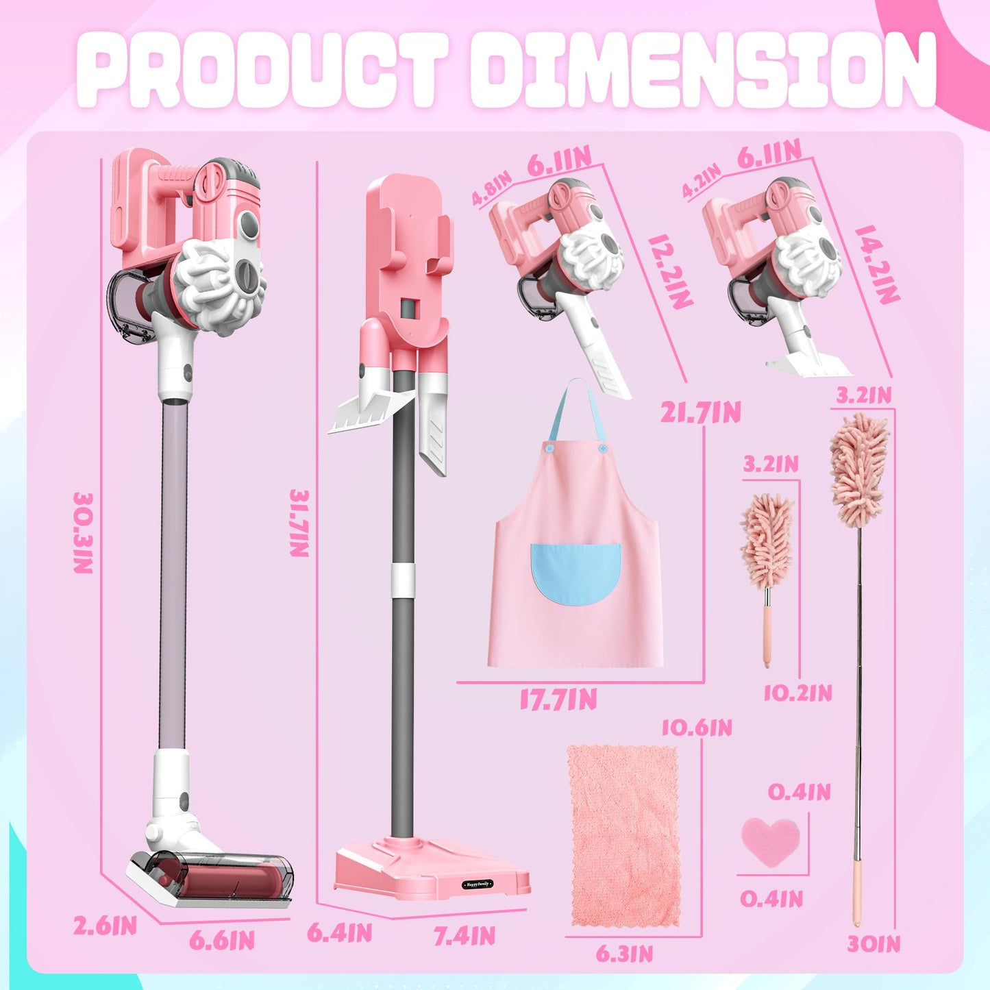 SMILESSKIDDO Kids Vacuum: 3-in-1 Real-Suction Toy with Apron & Accessories
