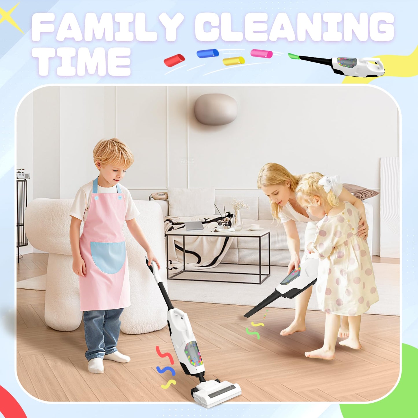 SMILESSKIDDO Kids Toy Vacuum & Piggy Bank Set – Real Working Vacuum & Save