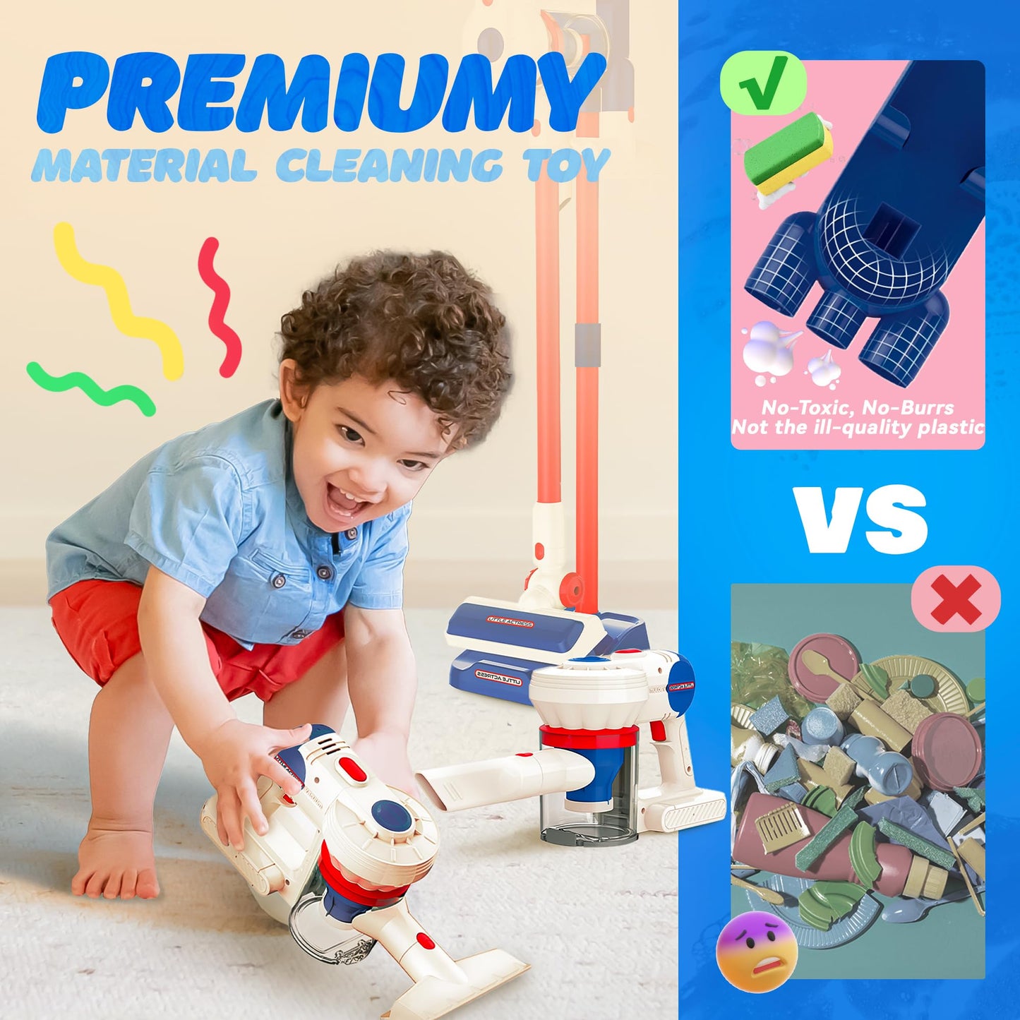 SMILESSKIDDO Kids Vacuum That Really Works – 3-In-1 Suction Toy for Toddlers