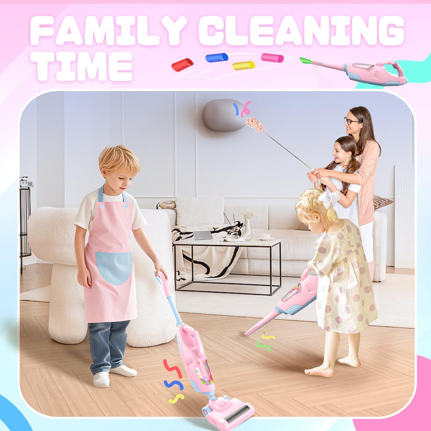 SMILESSKIDDO Kids Vacuum Toy – 2 Nozzles, 5 Accessories, Ball Popping Action