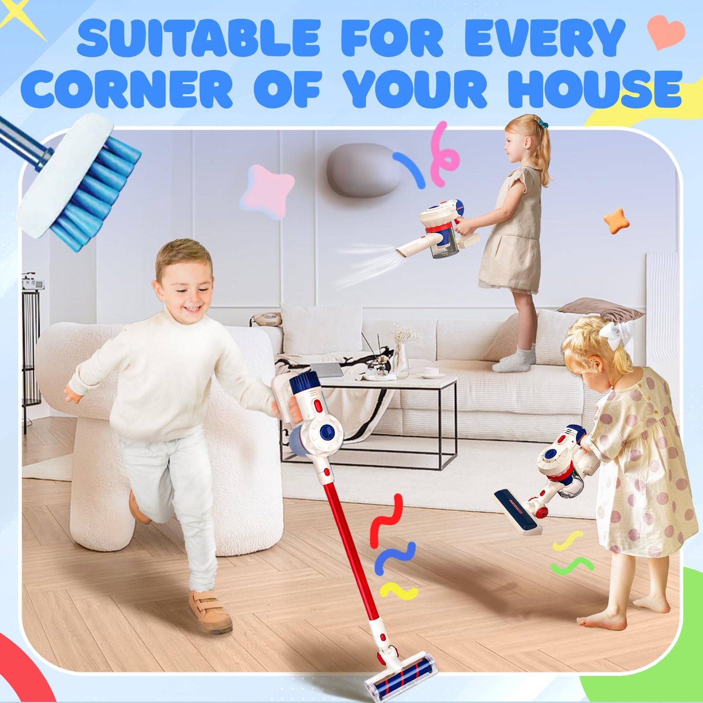 SMILESSKIDDO Kids Vacuum That Really Works – 3-In-1 Suction Toy for Toddlers