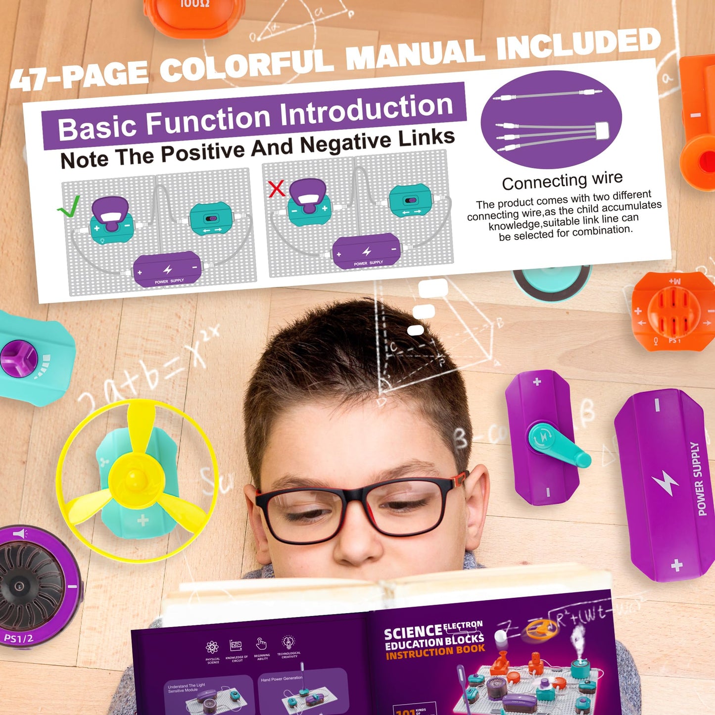 SMILESSKIDDO Circuit Board Kit for Kids – 45 Pcs, 100+ Projects