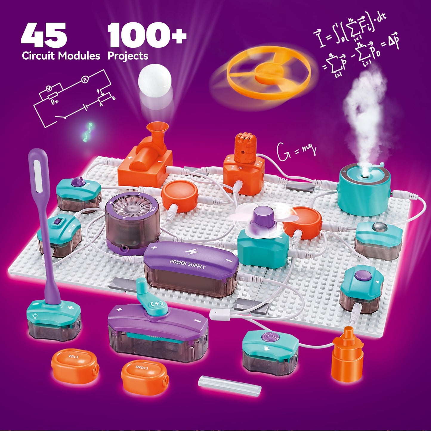 SMILESSKIDDO Circuit Board Kit for Kids – 45 Pcs, 100+ Projects