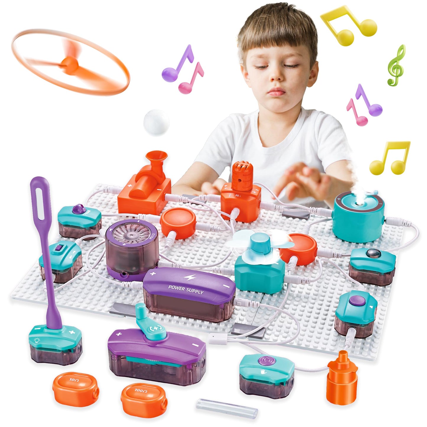 SMILESSKIDDO Circuit Board Kit for Kids – 45 Pcs, 100+ Projects