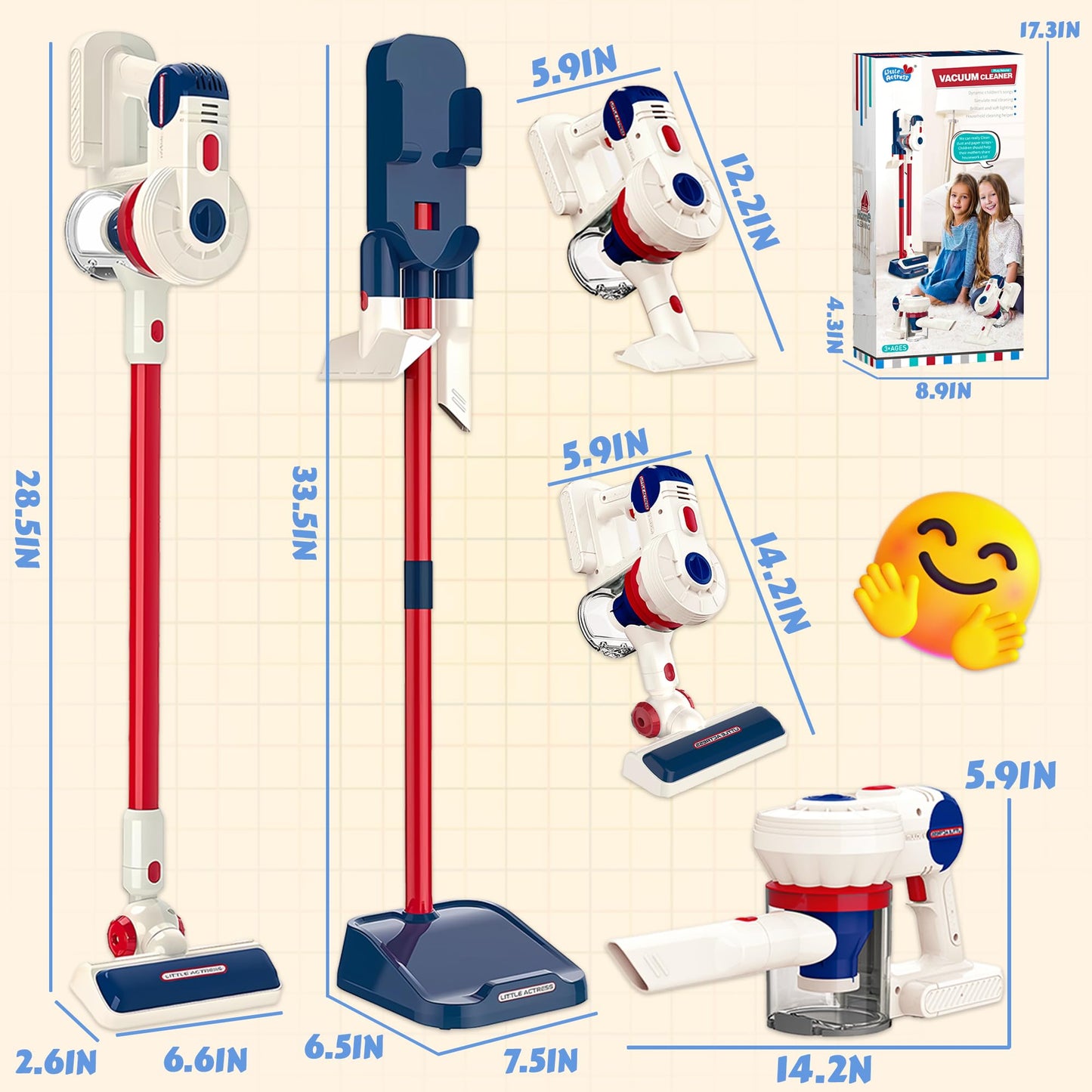 SMILESSKIDDO Kids Vacuum That Really Works – 3-In-1 Suction Toy for Toddlers