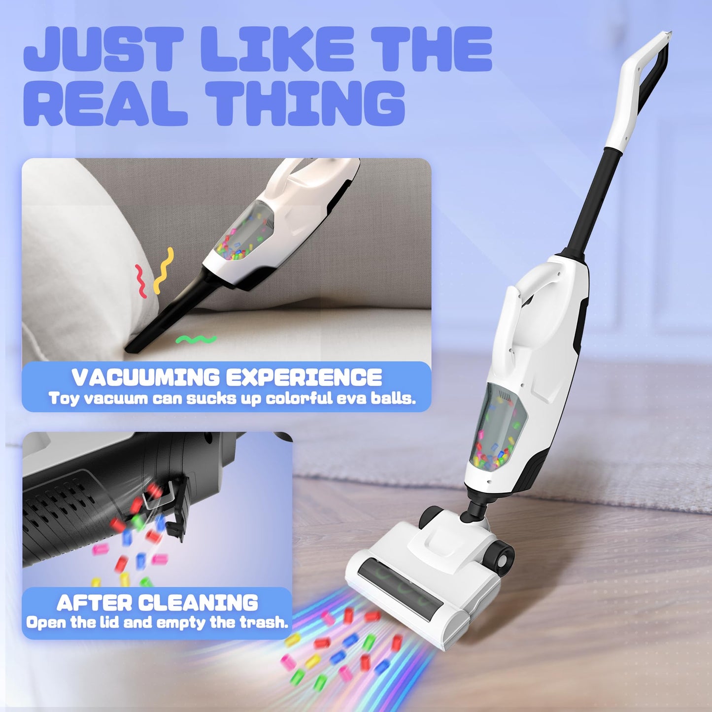 SMILESSKIDDO Kids Toy Vacuum & Piggy Bank Set – Real Working Vacuum & Save