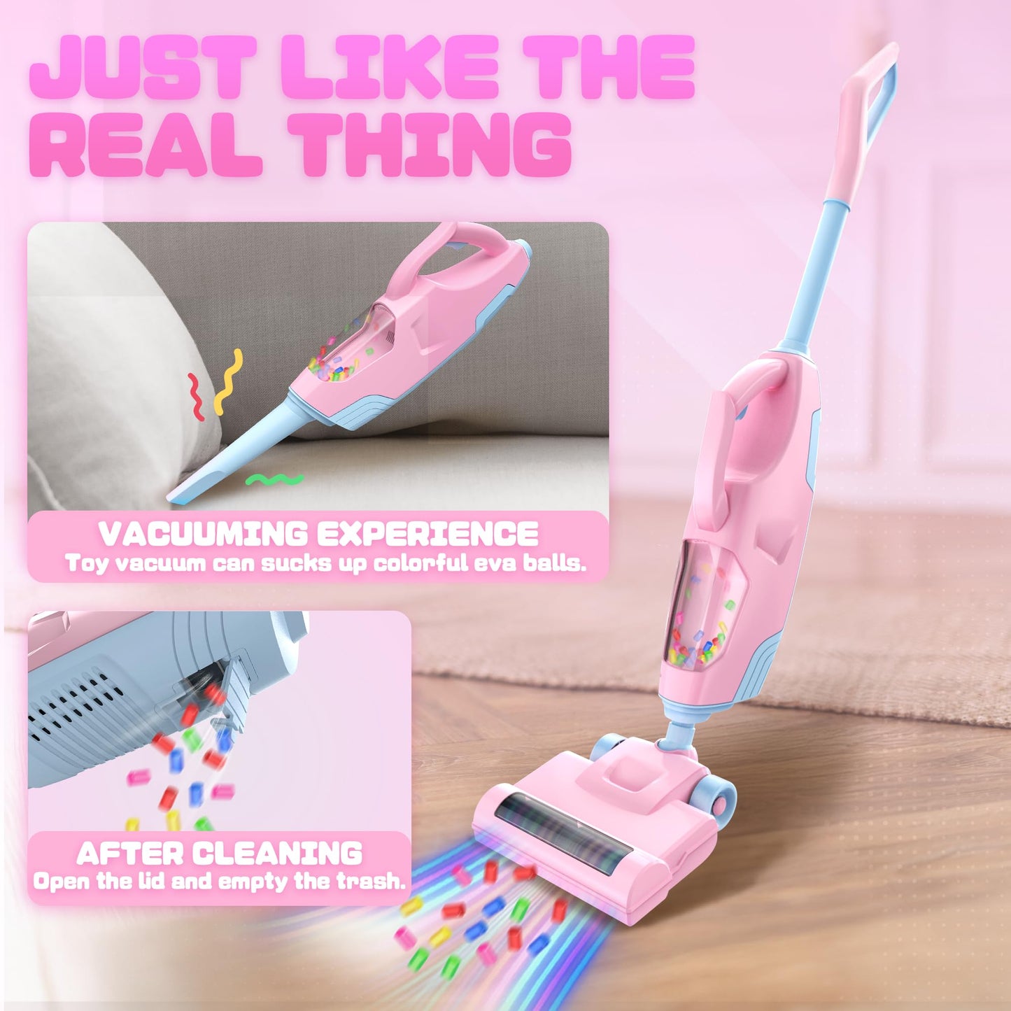 SMILESSKIDDO Kids Toy Vacuum & Piggy Bank Set - Learn Money Skills & Responsibility
